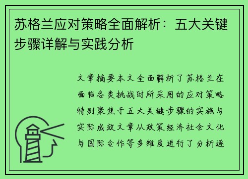 苏格兰应对策略全面解析：五大关键步骤详解与实践分析